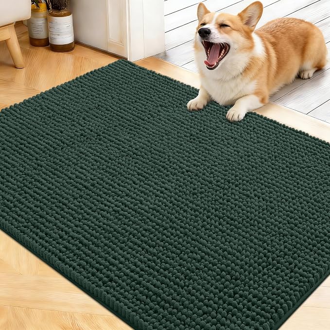 OLANLY Dog Door Mat for Muddy Paws 40x32, Ultra Absorbent Chenille Mud Doormat by OLANLY