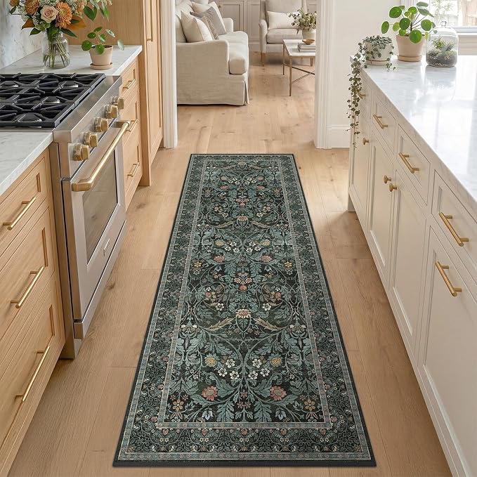 Dusty Teal 2x6 Washable Runner Rug Non Slip - Image 3