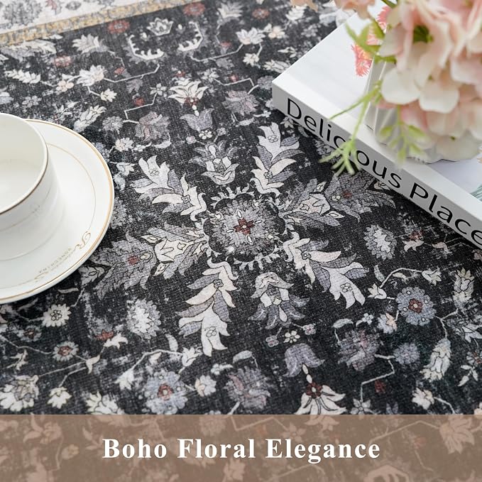 2x8ft Kitchen Rug Runners Washable Non Slip – Boho Floral Carpet Runner - Image 9