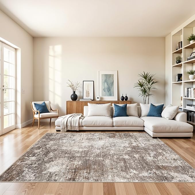 7x7 Area Rug Square Washable – Non-Slip Soft Indoor Carpet by BYYVOORugsforYourHome