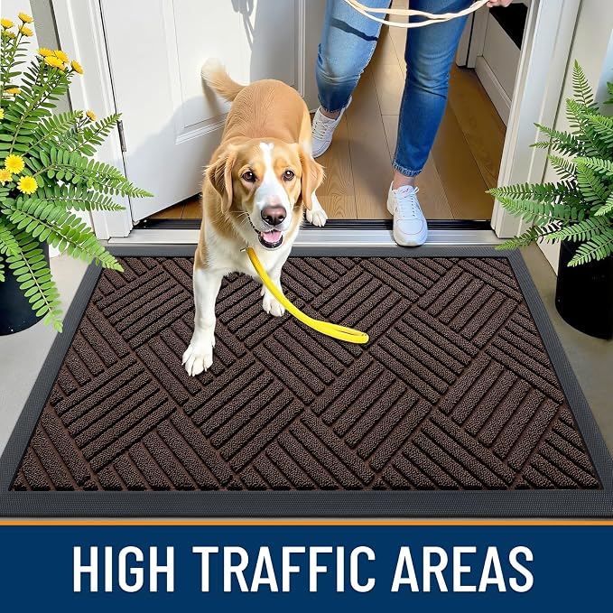 OLANLY Front Door Mat Outside Entrance 59x34, Heavy Duty Sturdy Natural Rubber - Image 5