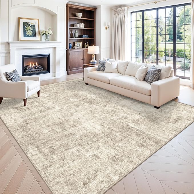 10x10 ft Square Living Room Rug – Washable Modern Abstract Area Rug by ZHXXUJ