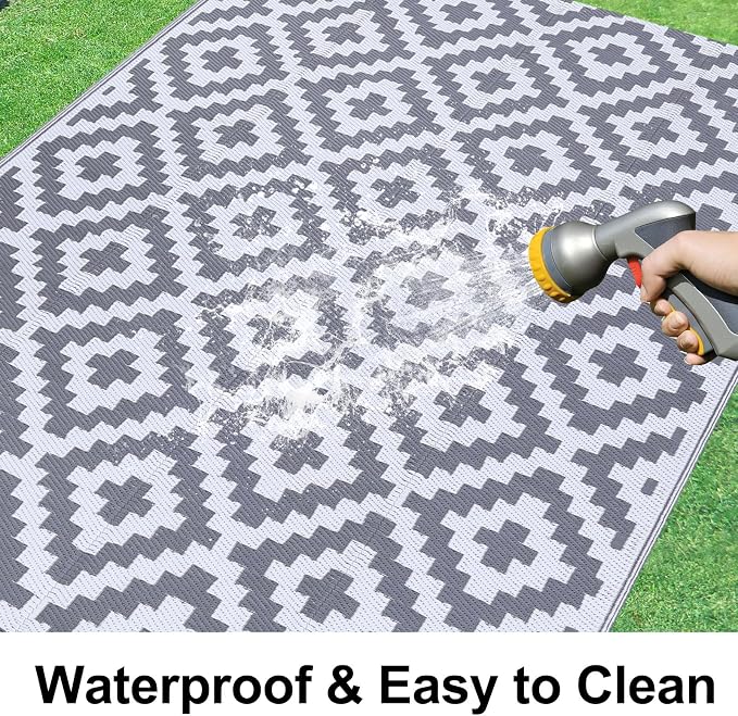 Smiry Waterproof Outdoor Rug 10X14 ft, Reversible Plastic Straw Patio Camping - Image 2