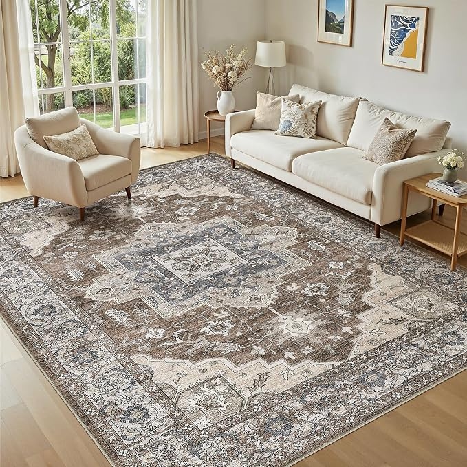 5x7 Area Rugs Living Room: Washable Vintage Rug Large Non-Slip Stain Resistant by JessibouAreaRug