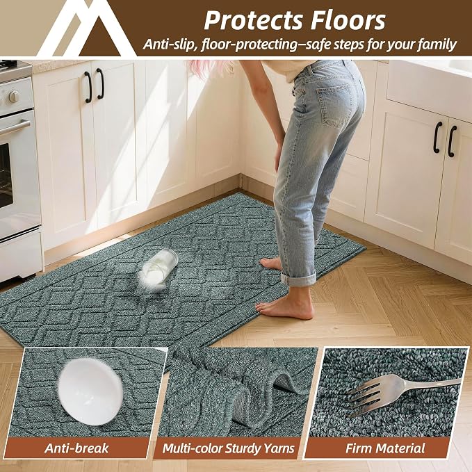 COSY HOMEER Kitchen Rugs Sets 2PCS, Non-Slip Washable Kitchen Mats - Image 5