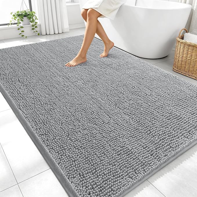OLANLY Large Bathroom Rugs 70x46, Extra Soft Absorbent Chenille Bath Rugs by OLANLY