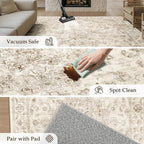 6x9 Washable Neutral Area Rug Beige Vintage Living Room Bedroom Carpet Non-Slip - Image 6