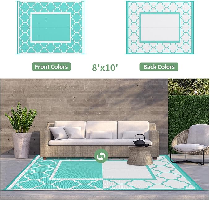 GENIMO 8 ' x 10 ' Outdoor Rug for Patio Clearance, Waterproof Indoor Outdoor - Image 4