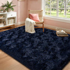 Navy Blue Rug for Living Room, 4x6 Fluffy Area Rugs for Bedroom, Soft Carpet - Image 2