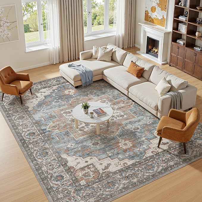 5x7 Area Rugs Living Room: Washable Vintage Rug Large Non-Slip Stain Resistant - Image 7