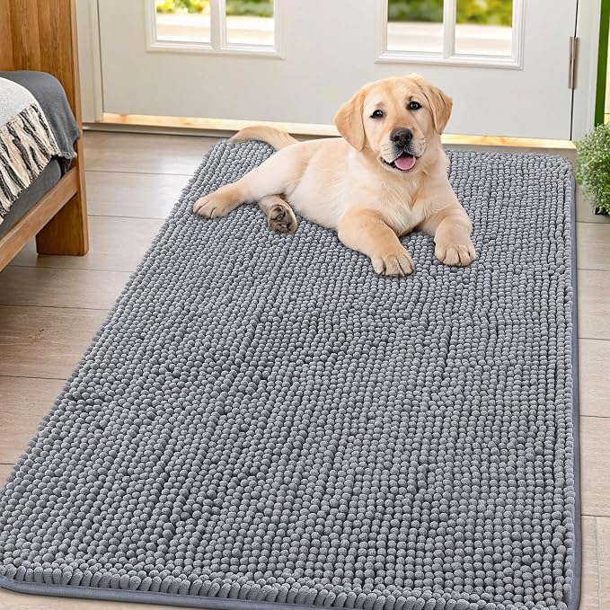 Smiry Dog Door Mat for Muddy Paws 47x32, Absorbent Dirt Trapper, Non-Slip by Smiry