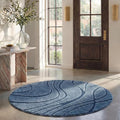 SAFAVIEH Florida Shag Collection 5' Round Light Blue / Blue SG471 Abstract Wave by Unknown