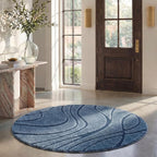 SAFAVIEH Florida Shag Collection 5' Round Light Blue / Blue SG471 Abstract Wave by Unknown