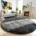 Amdrebio Grey Round Rugs 6Ft for Bedroom Living Room Decor, Fluffy Shaggy by Amdrebio