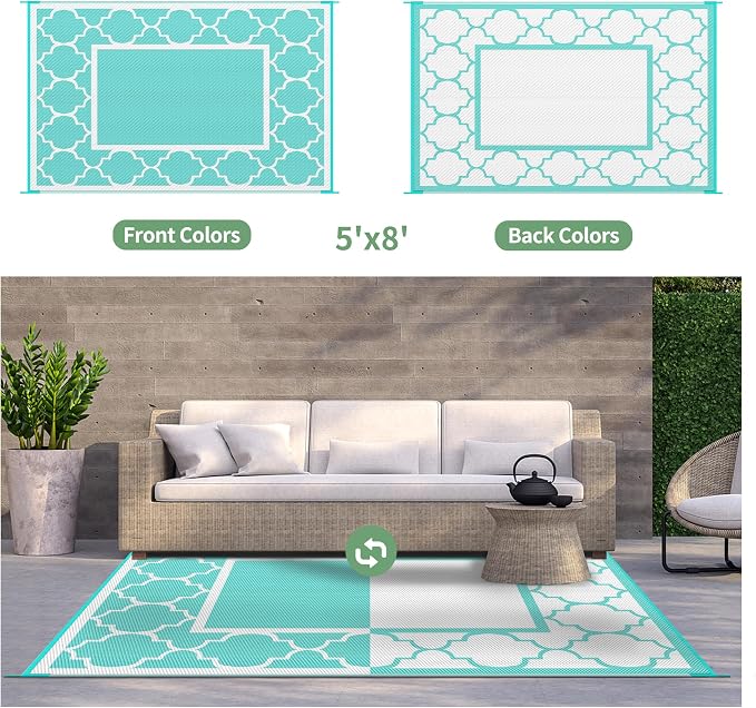 GENIMO 5 ' x 8 ' Outdoor Rug for Patio Clearance, Waterproof Indoor Outdoor - Image 5