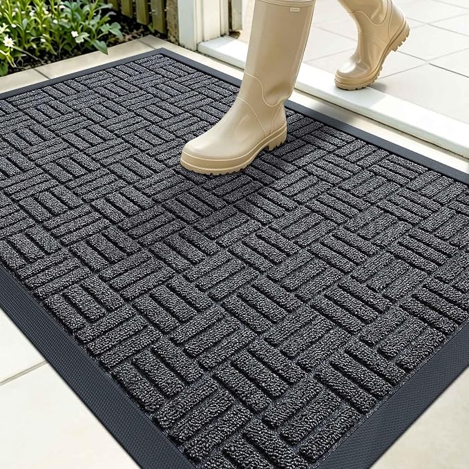 OLANLY Front Door Mat Outside Entrance 35x23, Heavy Duty Sturdy Natural Rubber by OLANLY