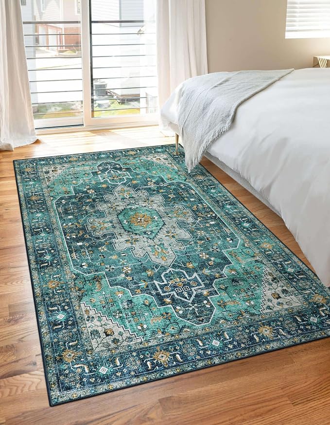 Moynesa Ultra-Thin Washable Vintage Area Rug - Image 2