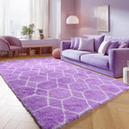 ONASAR Area Rugs for Bedroom Living Room, 4x6 Fluffy Purple and White Throw Rug - Image 7