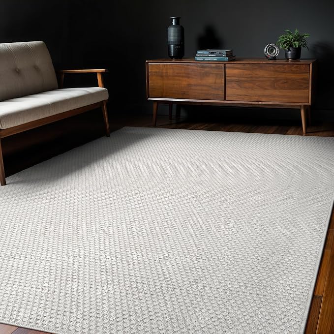 CAMILSON Easy Jute Rug 5x7, Indoor Outdoor Off-White Farmhouse Area Rugs - Image 9