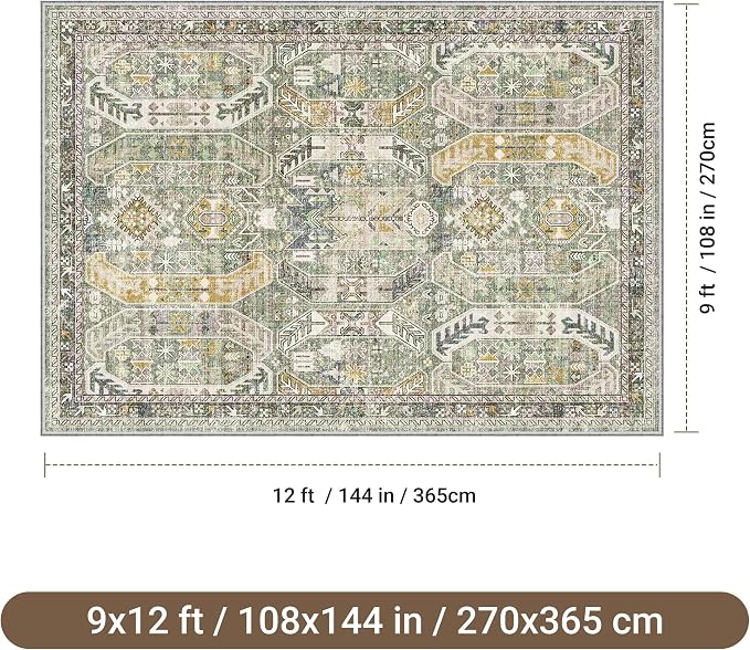 befbee 9x12 Area Rug, Ultra-Thin Washable Rugs - Image 2