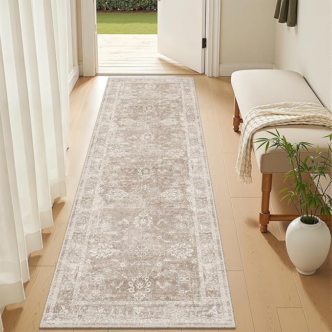 Madane 2x6 Washable Runner Rug Non-Slip, Vintage Kitchen Hallway Rug by Madane