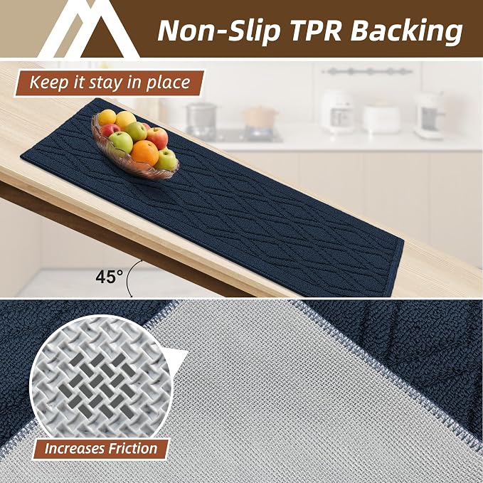 COSY HOMEER 60x24Inch/35X24Inch Kitchen Rugs Sets Non-Slip Washable Kitchen Mats - Image 3