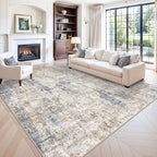10x10 ft Square Living Room Rug – Washable Modern Abstract Area Rug by ZHXXUJ