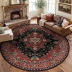RELEANY Area Rugs Round 8ft Washable Non-Slip, Floral Vintage Distress by RELEANY