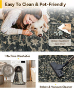 RELEANY Area Rugs Square 10ft Washable Non-Slip, Floral Vintage Distress - Image 3