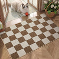 GarveeHome Checkered Terracotta Brown 2x3 Washbale Rug Door Mat Geometric by GarveeHome
