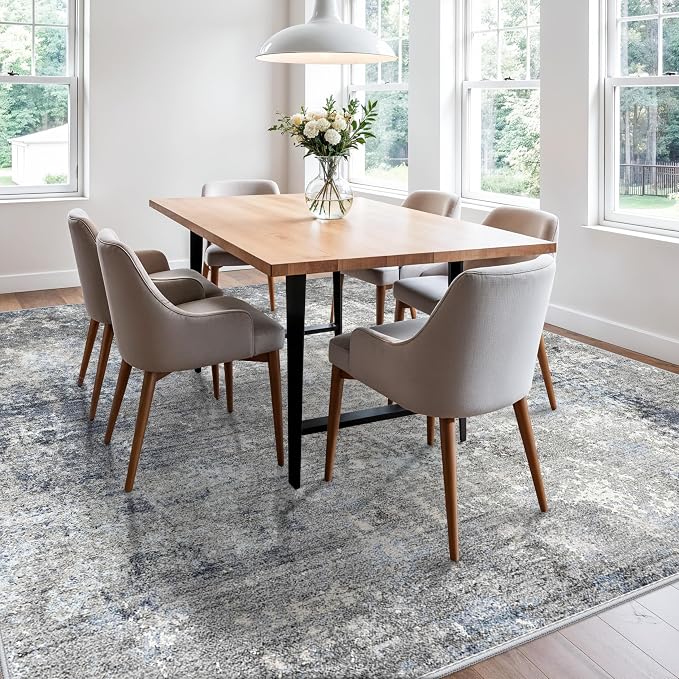 10x10 Square Living Room Rug – Washable Modern Abstract Large Rug - Image 8