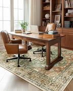 RELEANY Area Rugs 6'x8' Washable Non-Slip, Floral Vintage Distress Medallion by RELEANY