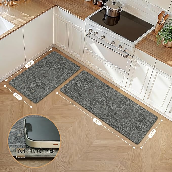 GENIMO Kitchen Mats for Floor 2PCs, Washable Anti Fatigue Mat for Cushioned - Image 6