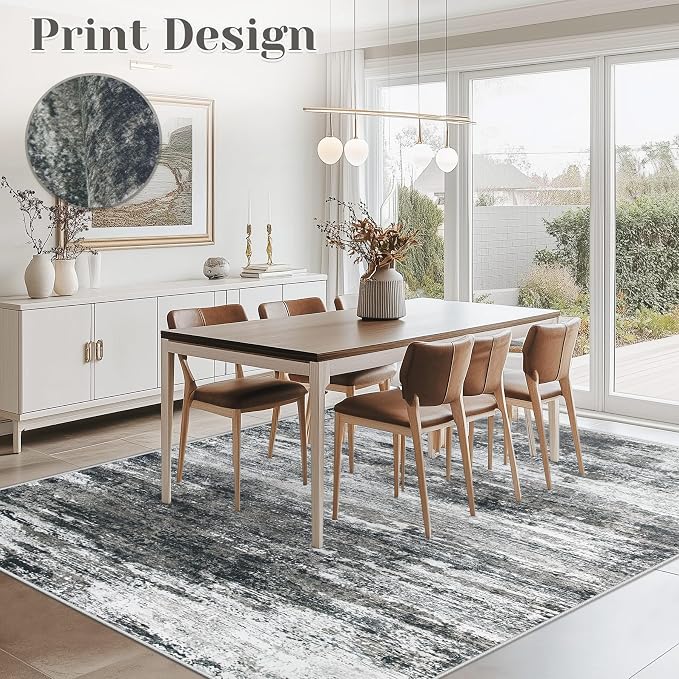 Washable Rug 6x9 Area Rugs for Living Room: Neutral Soft Rug Abstract Non Slip - Image 3