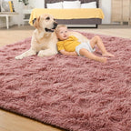 Tepook Blush Pink Area Rugs for Living Room Girls Bedroom, 6x9 Fluffy Shaggy - Image 4
