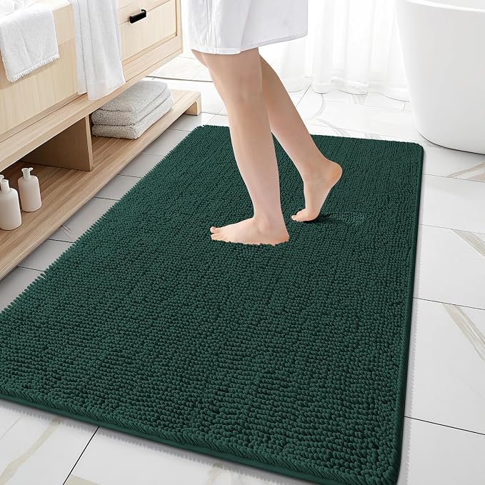 OLANLY Large Bathroom Rugs 59x35, Soft Absorbent Chenille Bath Rugs, Rubber by OLANLY