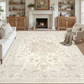 8x10 Area Rugs for Living Room: Vintage Boho Neutral Washable Rug Indoor Soft by Luxturiy