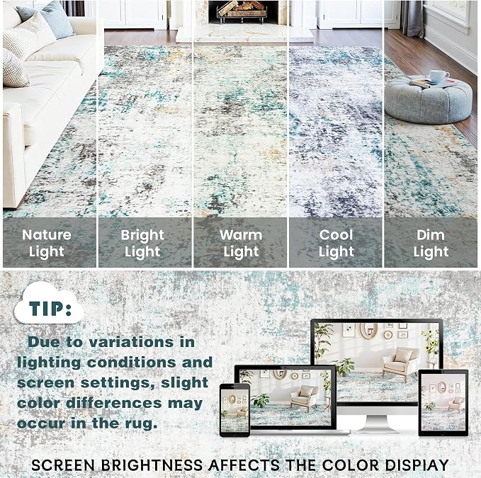 Area Rugs 8x10 Living Room: Large Soft Washable Rug Modern Abstract Anti-Skid - Image 9