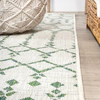 JONATHAN Y Moroccan Geometric Indoor Outdoor Area Rug 3X5 Green/Ivory, Ourika - Image 8