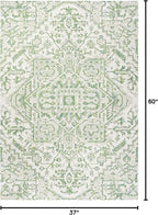 JONATHAN Y Boho Medallion Indoor Outdoor Area Rug 3X5 Green/Cream, Estrella - Image 2