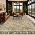 Vintage Taupe Sage 10x12 Rug for Living Room by HazoHaus