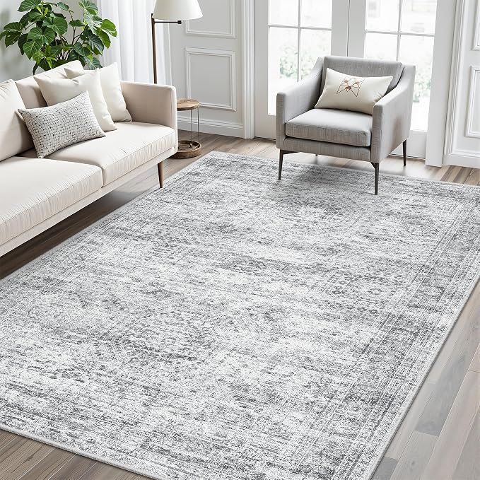 Soalmost 7x9 Area Rug for Living Room Washable Abstract Vintage Soft Thin - Image 10