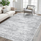 Soalmost 5x7 Area Rugs Gray Low Pile Indoor Washable Trendy Faded Style Rugs - Image 3