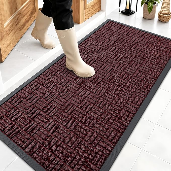 OLANLY Front Door Mat Outside Entrance 47x23, Heavy Duty Sturdy Natural Rubber by OLANLY