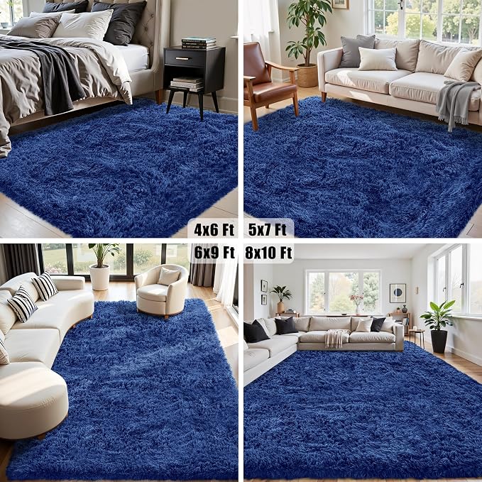 6x9 Area Rug for Living Room:Ultra Soft Fluffy Shag Navy Blue Rugs, Large Fuzzy - Image 6