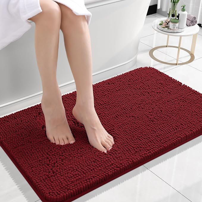 OLANLY Small Bathroom Rugs 24x16, Extra Soft Absorbent Chenille Bath Rugs by OLANLY