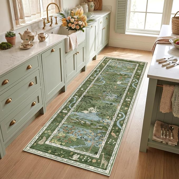 Long Runner Rug for Hallway 2x8 Whimsical Woodland Throw Runner Carpet Non Slip - Image 3