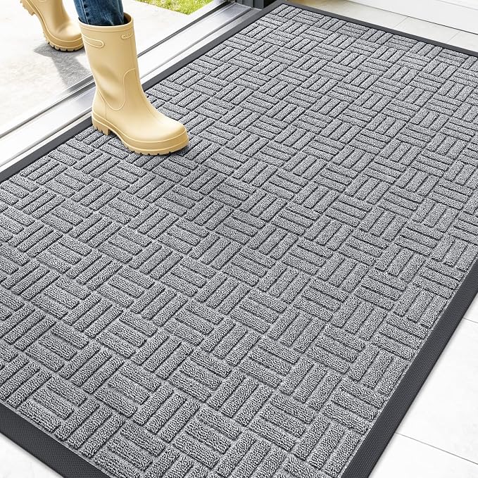 OLANLY Front Door Mat Outside Entrance 47x32, Heavy Duty Sturdy Natural Rubber by OLANLY