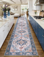 SERISSA Runner Rug for Hallways, Extra Long Boho Rug Ultra Soft Vintage Blue by SERISSAHomeDecorCollection