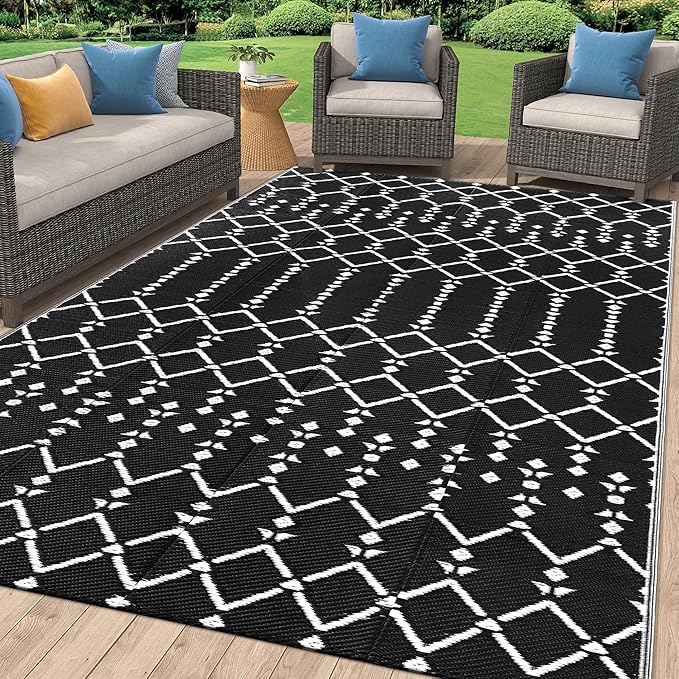 Smiry Outdoor Rug 8x10 ft, Waterproof Reversible Plastic Straw Rugs, Boho by Smiry